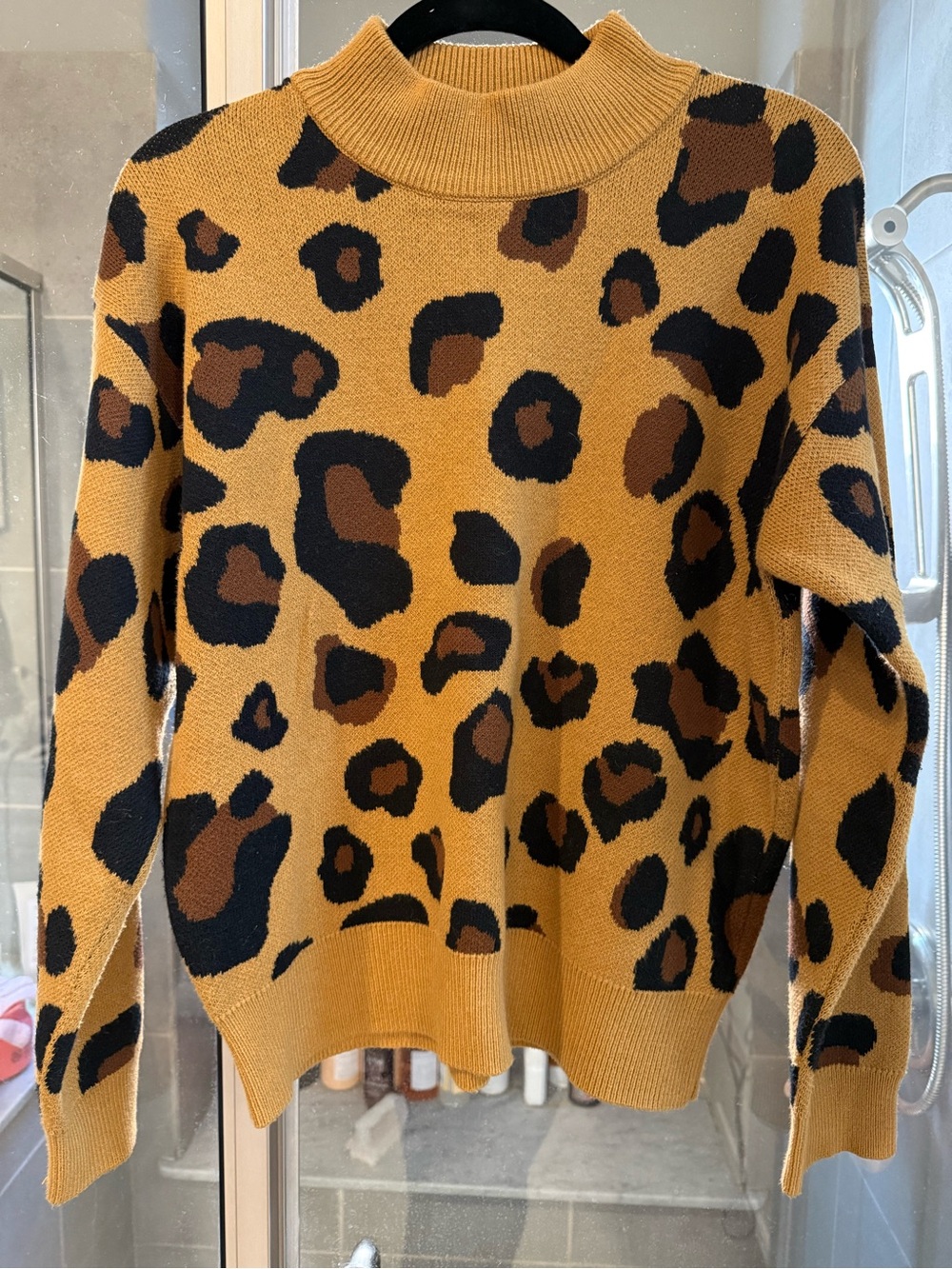 Who What Wear Leopard-Print Mock Neck Sweater